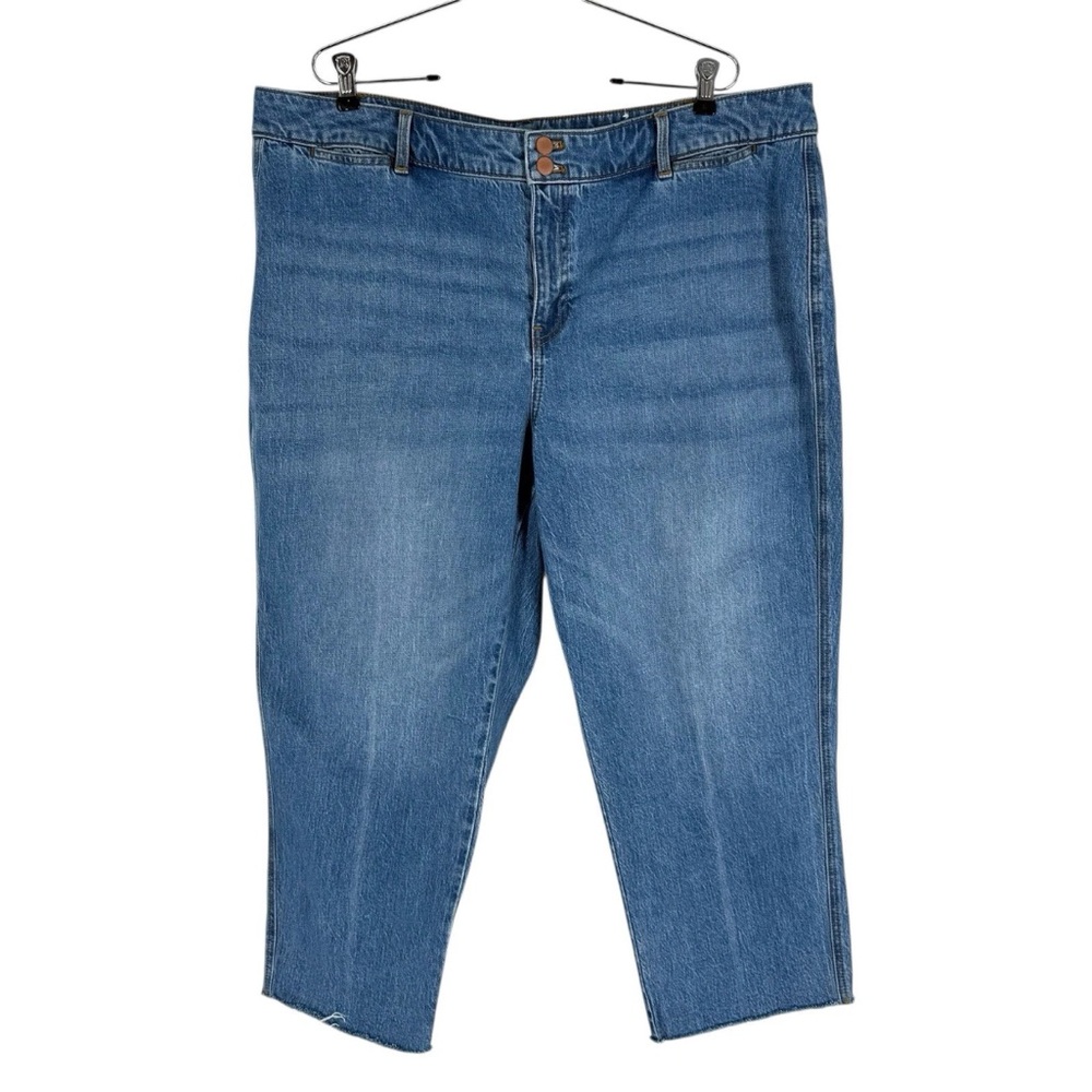 Talbots Ankle Jeans Womens Size 20WP Blue Stretch Denim Easy Straight Raw Hem